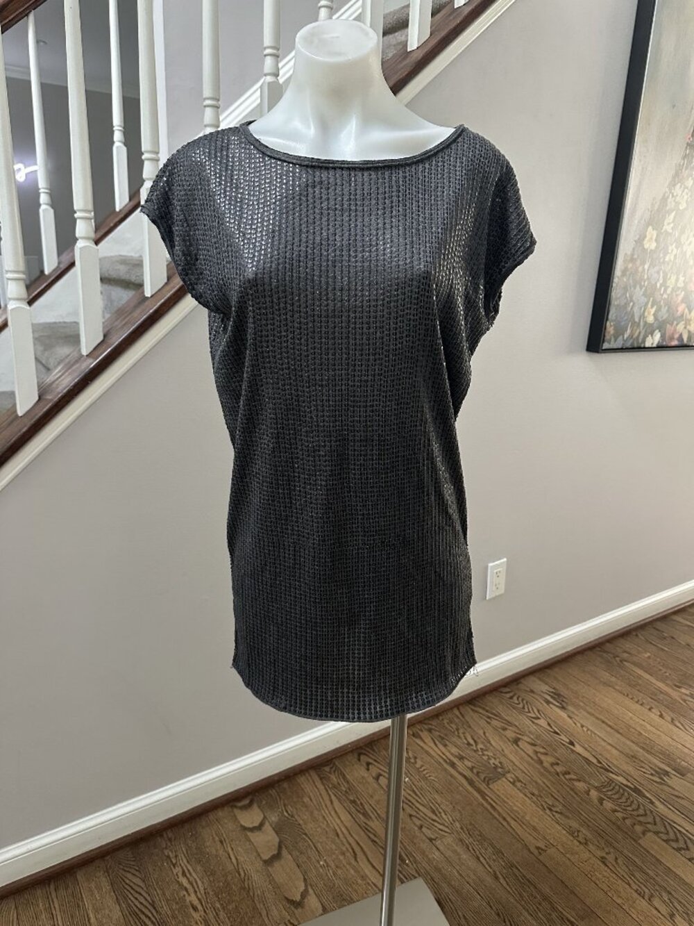 Vince Gray Sequined Sleeveless T-Shirt Size XS